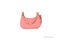 Michael Kors Cora Mini Tea Rose Pebbled Leather Zip Pouchette Crossbody Handbag